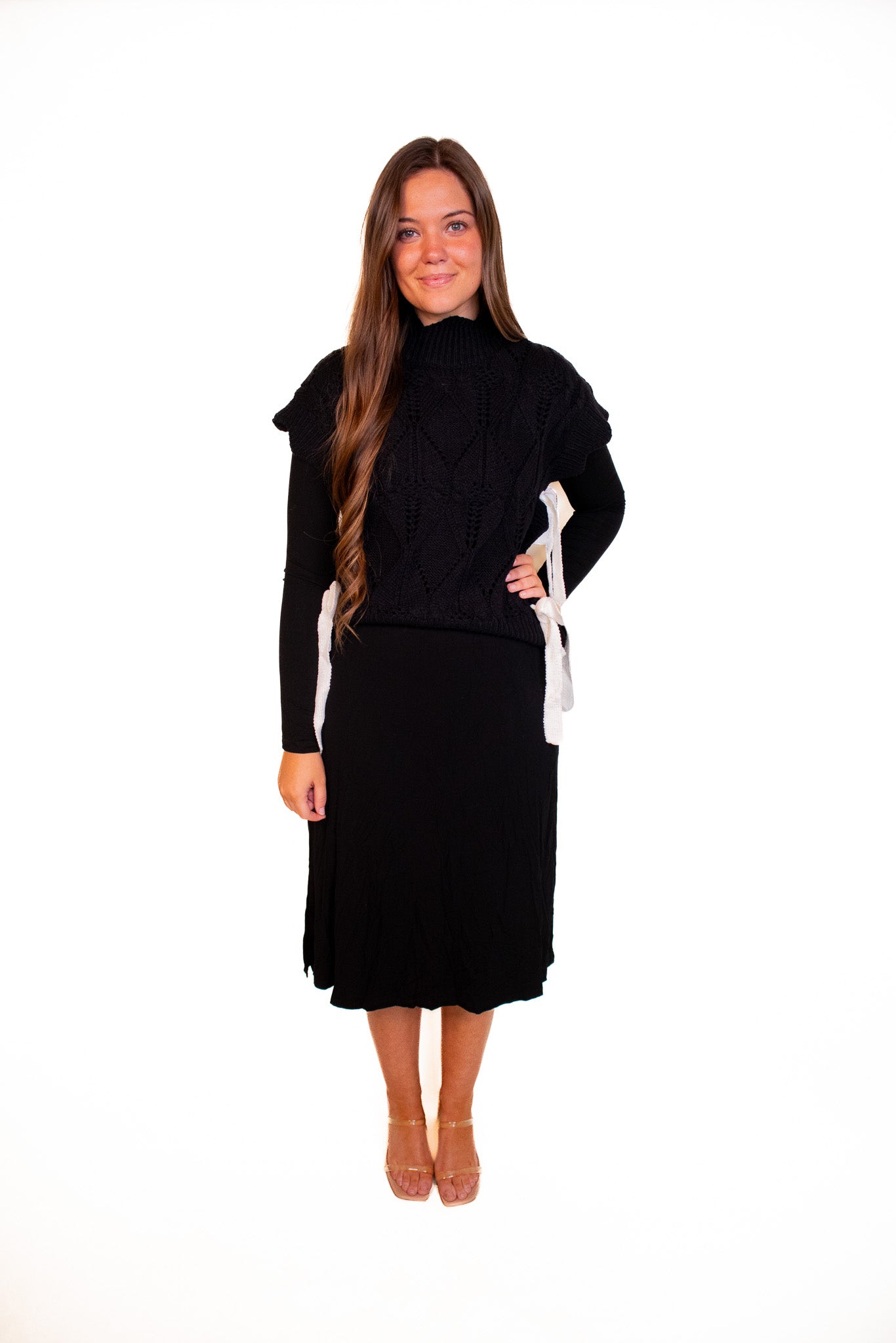 The Ellie Knit Sweater Vest in Black