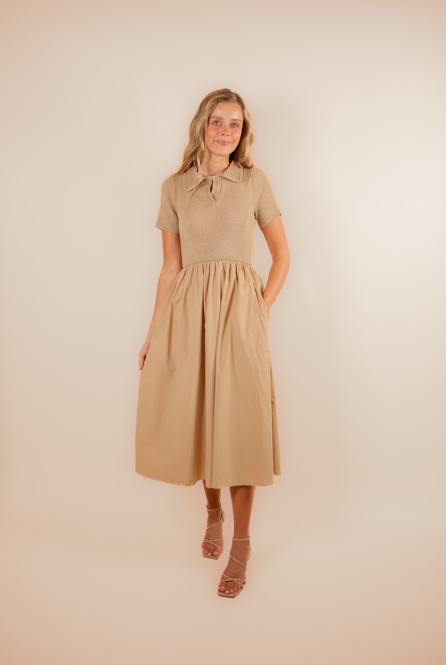 The Mable Ribbed Collar Dress
