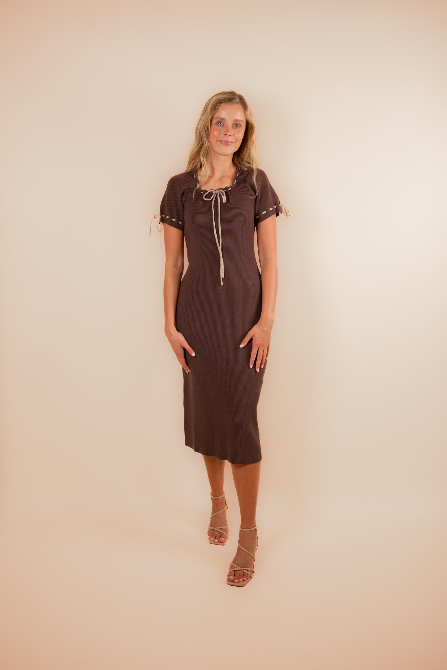 The Lainey Ribbed Knit Bow Dress