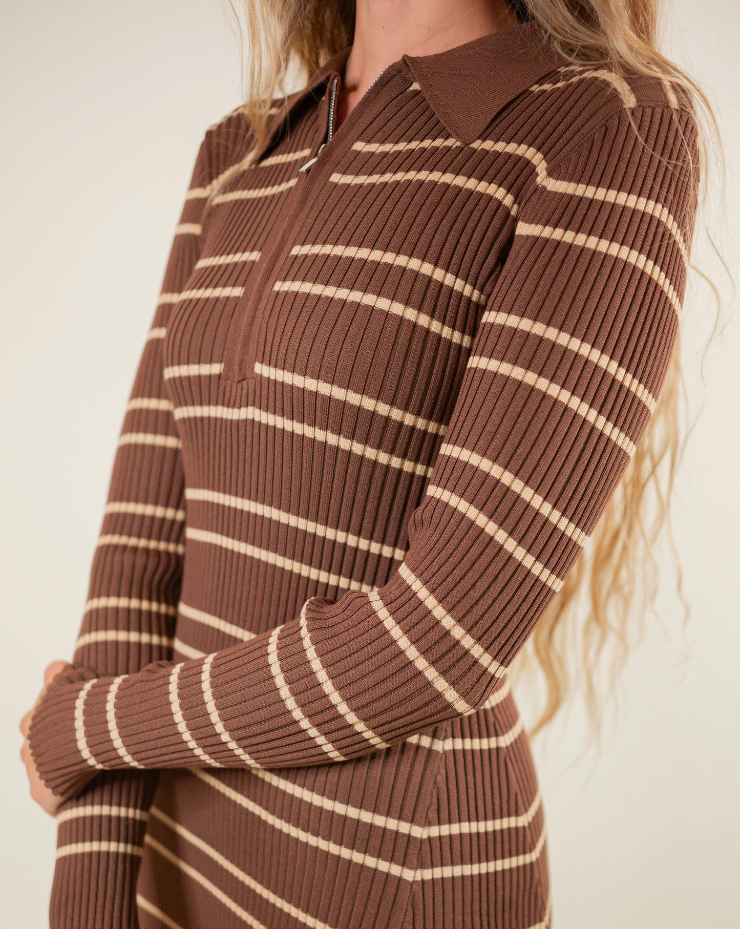 The Addison Striped Quarter-Zip Sweater Dress