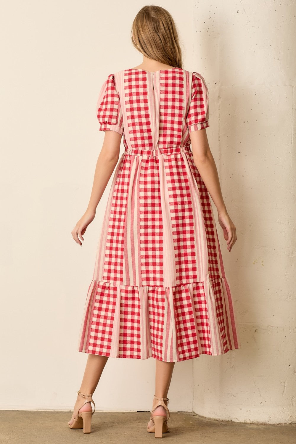 The Lauren Gingham Dress in Red and Pink