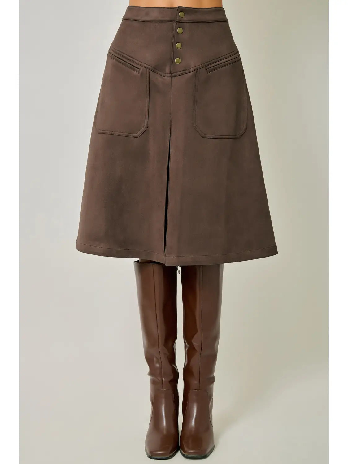 The Marlowe Skirt in Brown Suede