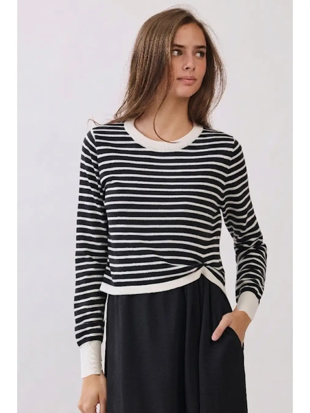 The Indi Knit Sweater & Dress Set - Black & Ivory Stripes