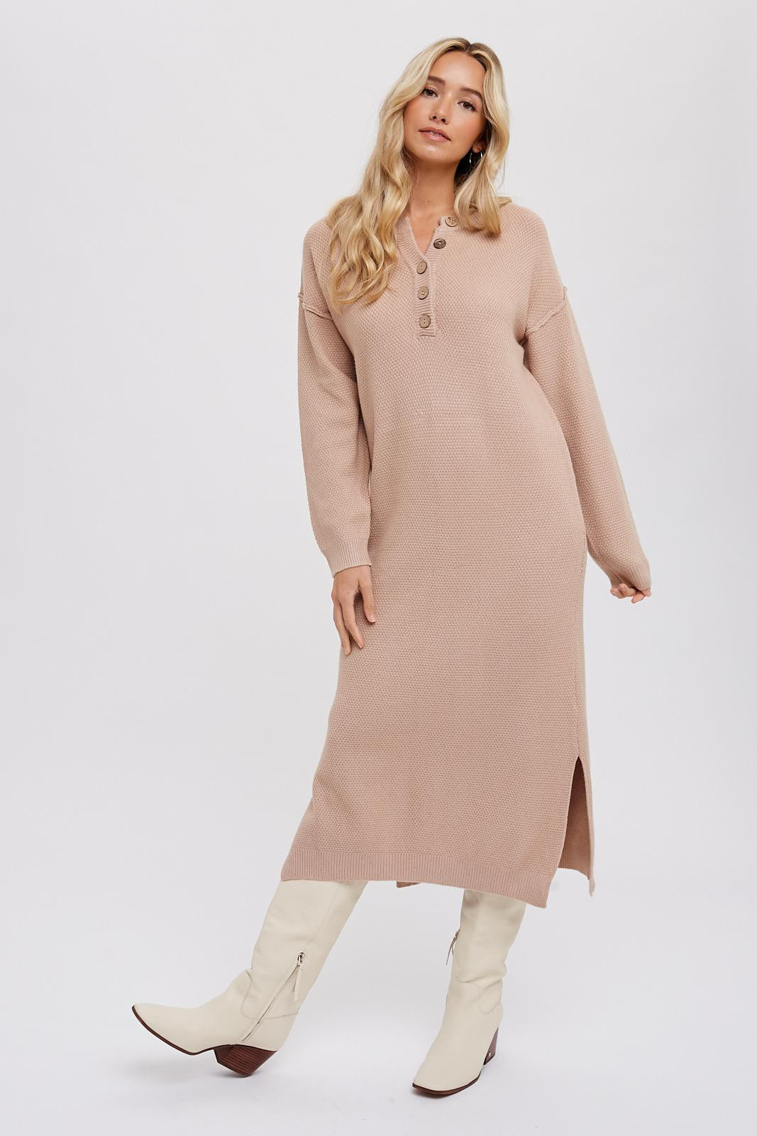 RESTOCKED - The Kennedy Knit Dress in Latte