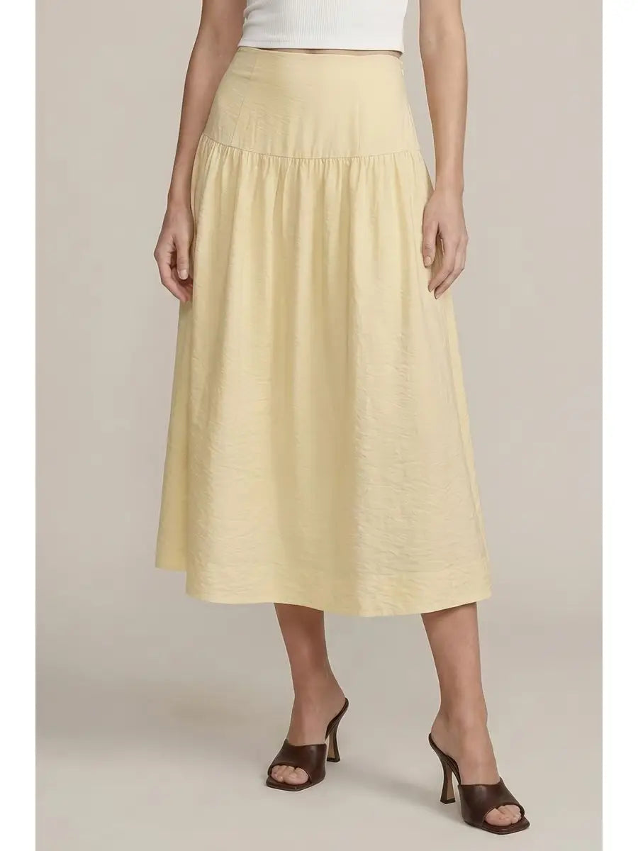 The Allison Basque Waist Skirt in Butter Yellow