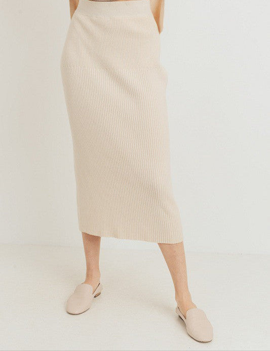 The Stevie Ribbed Sweater Skirt in Oatmeal