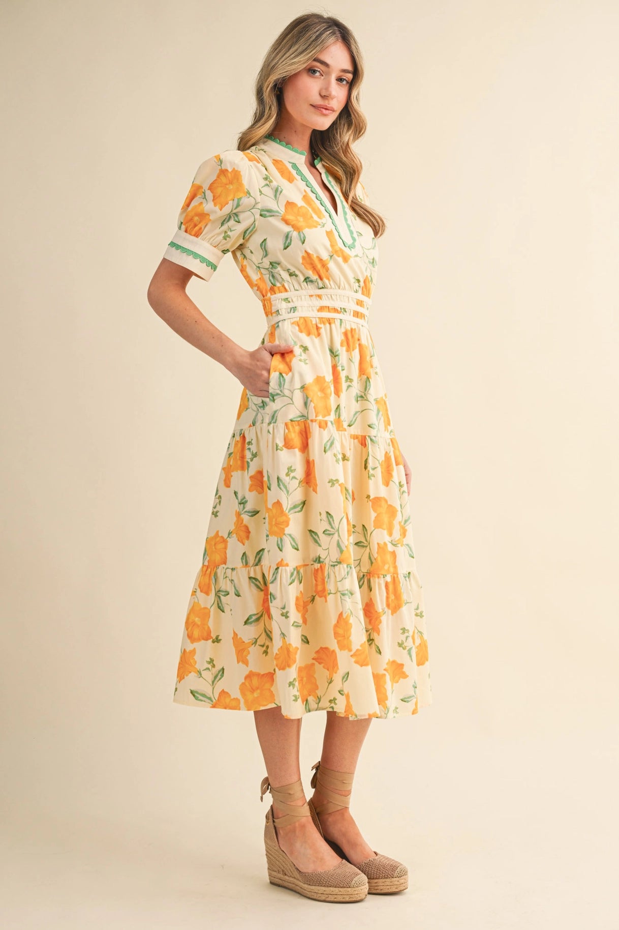 The Mae Scalloped Trim and Yellow & Green Floral