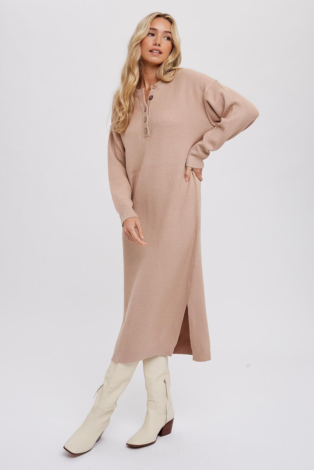 RESTOCKED - The Kennedy Knit Dress in Latte