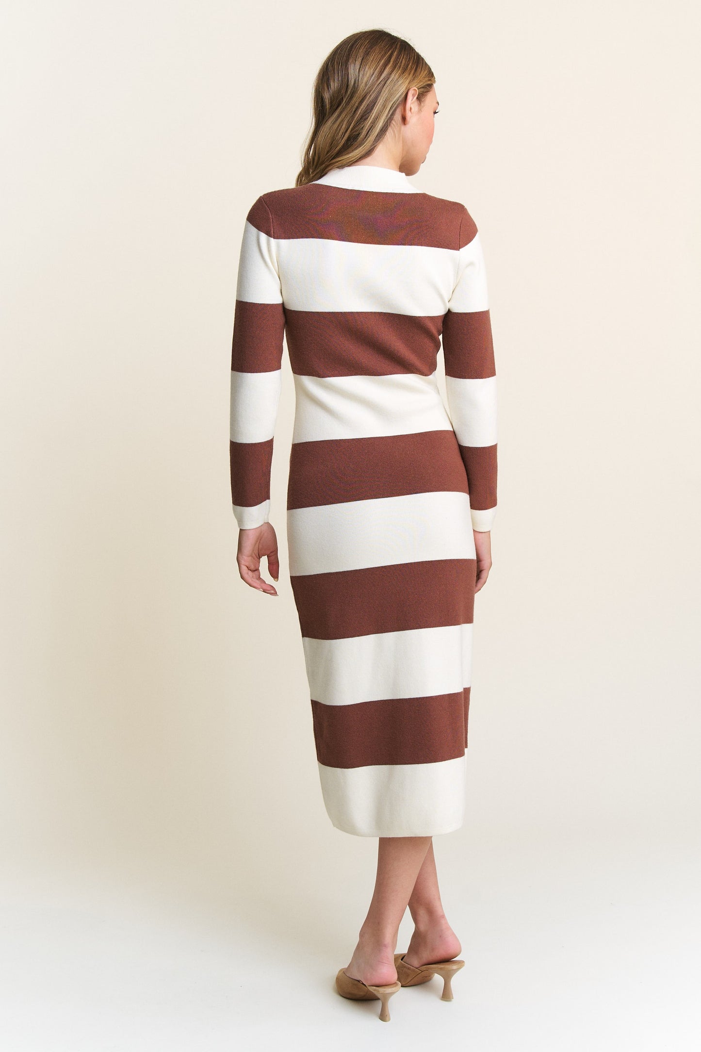 RESTOCKED - The Lucy Brown Stripe Mockneck Dress