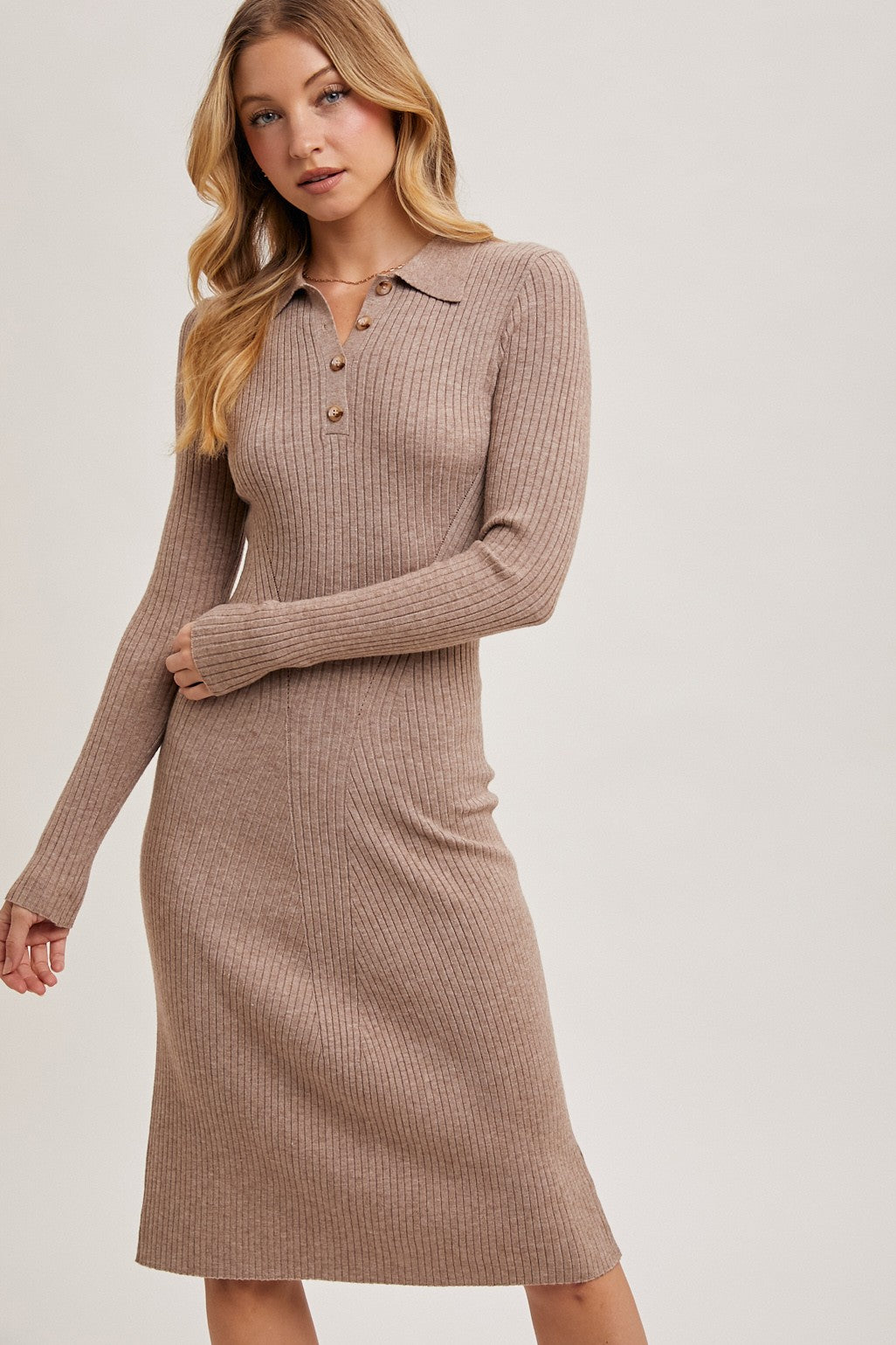 The Kallie Collared Sweater Dress in Black