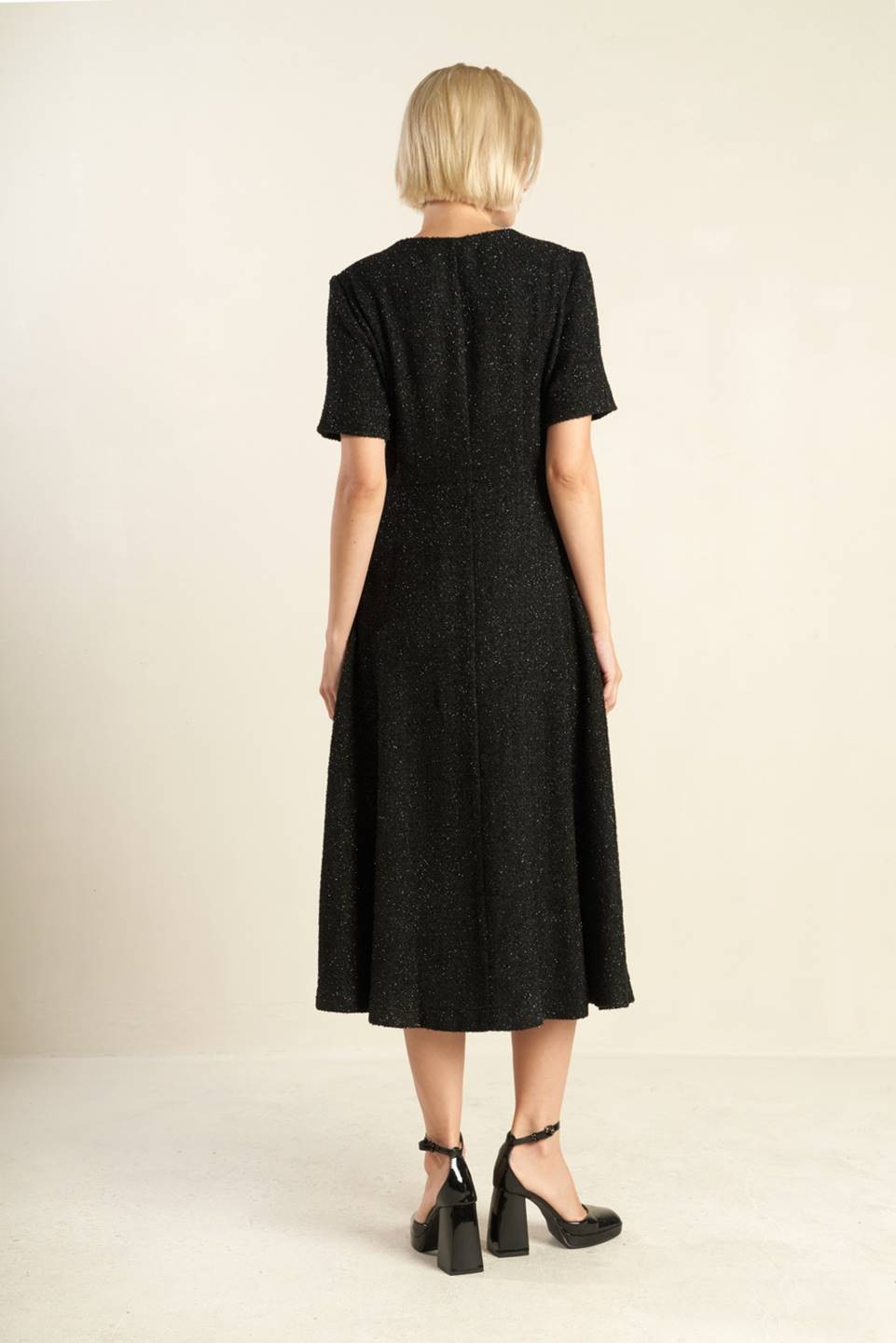 RESTOCKED - The Blair Dress in Black Tweed