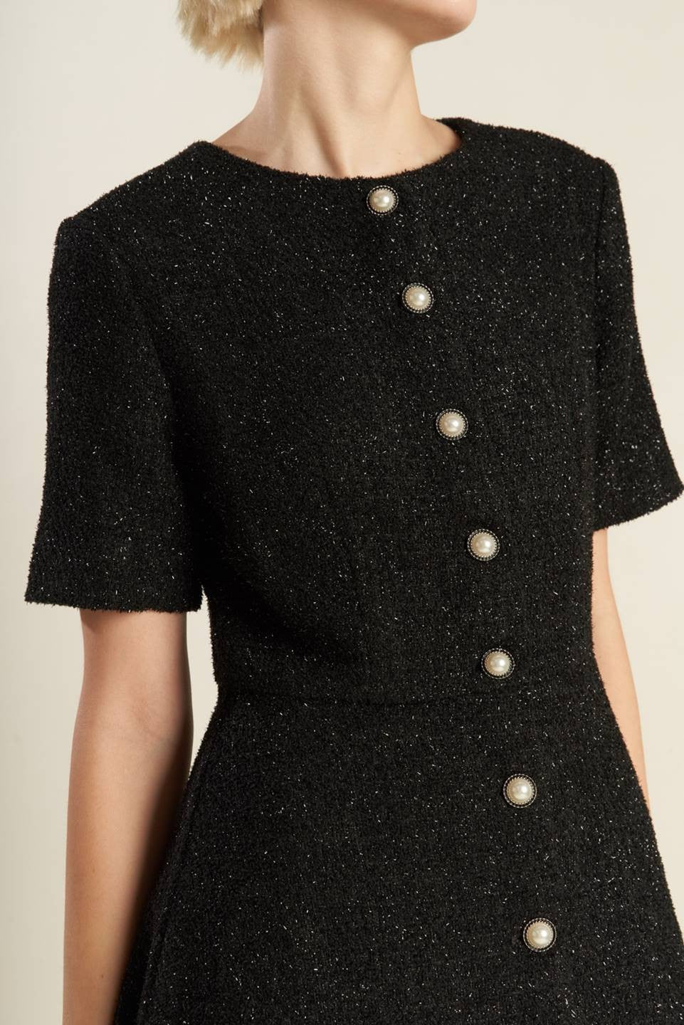 RESTOCKED - The Blair Dress in Black Tweed