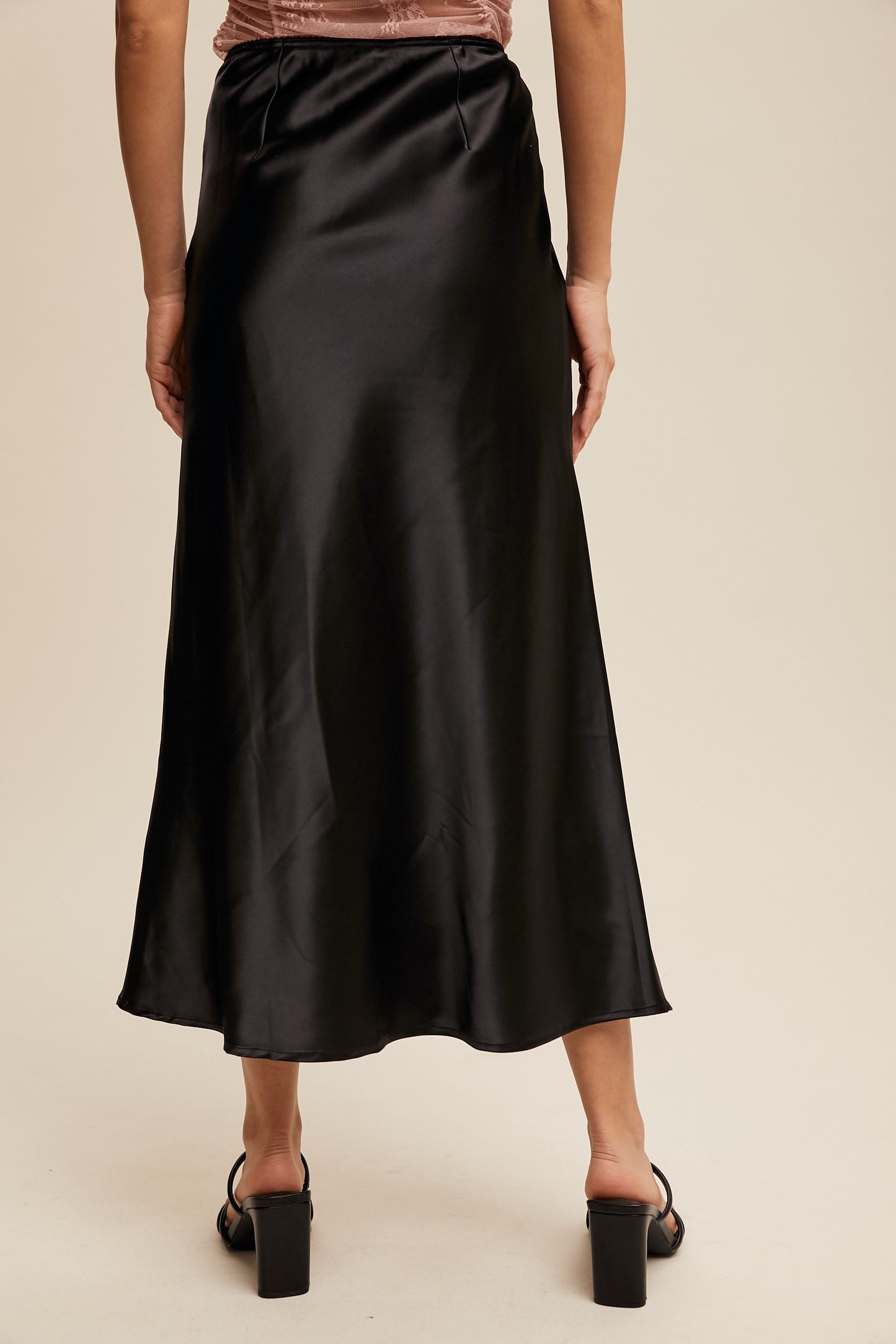 The Allison Luxe Slip Skirt in Black