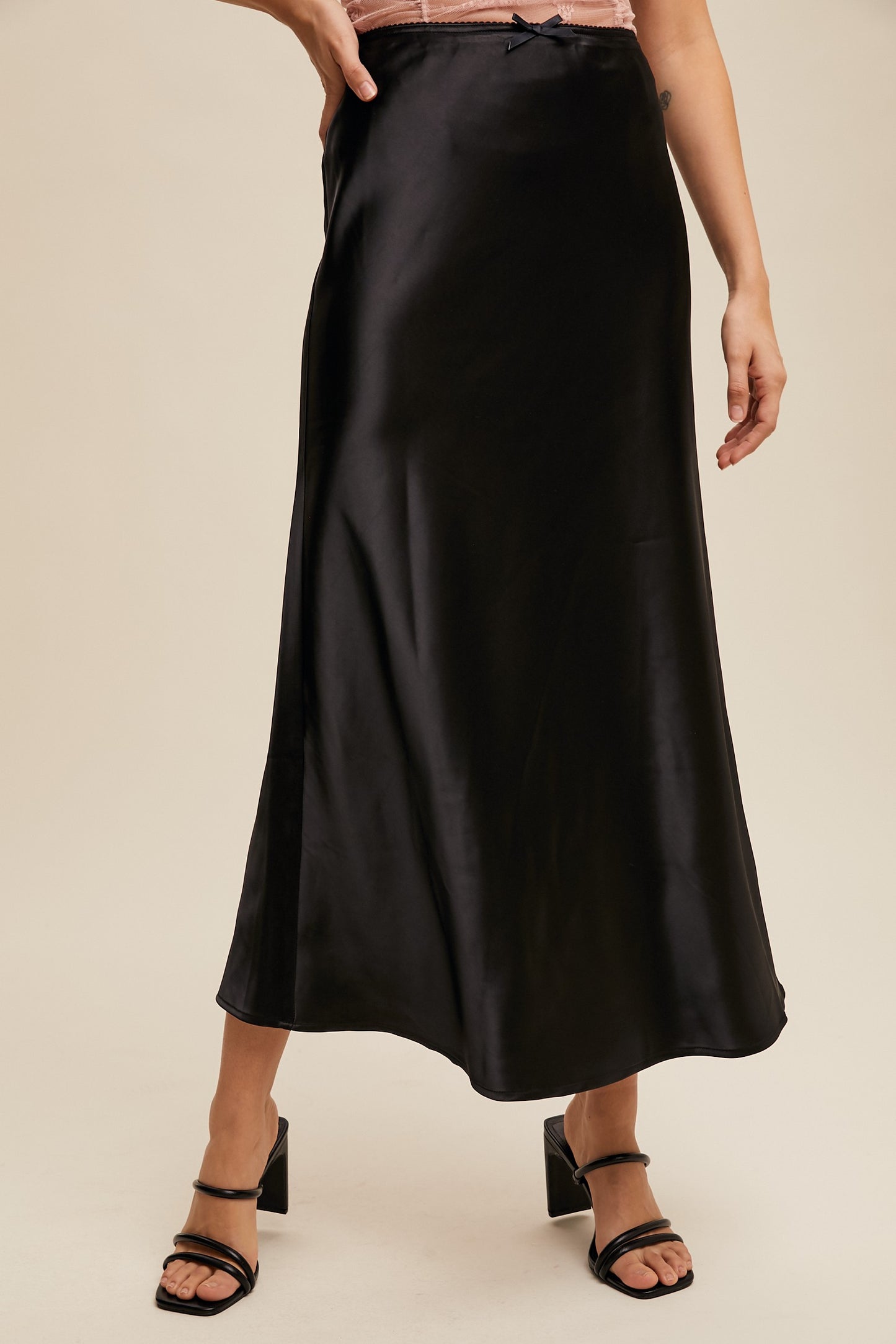 The Allison Luxe Slip Skirt in Black