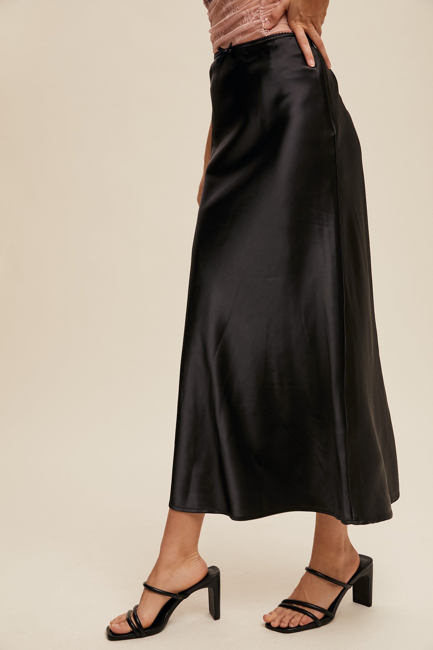 The Allison Luxe Slip Skirt in Black