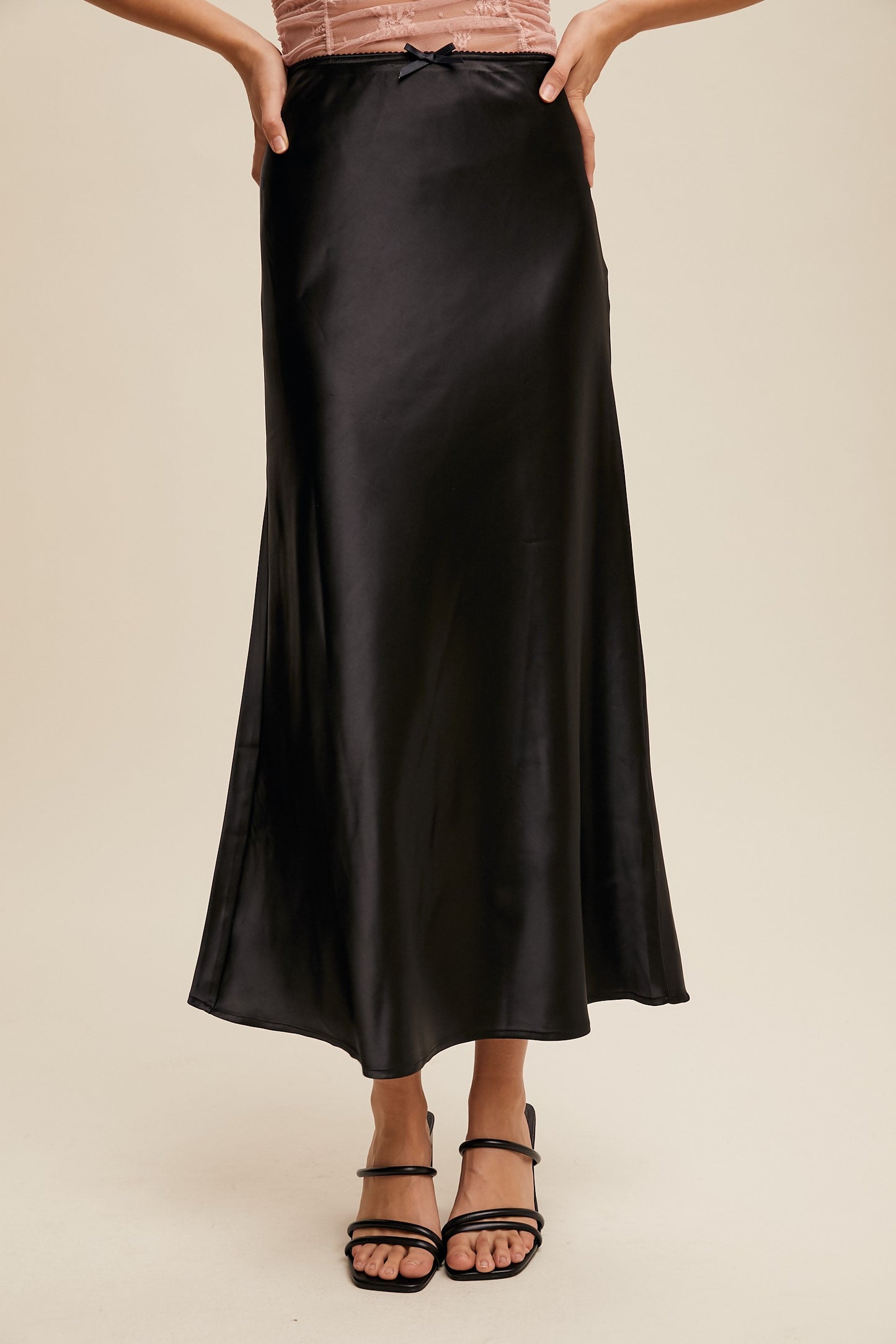 The Allison Luxe Slip Skirt in Black