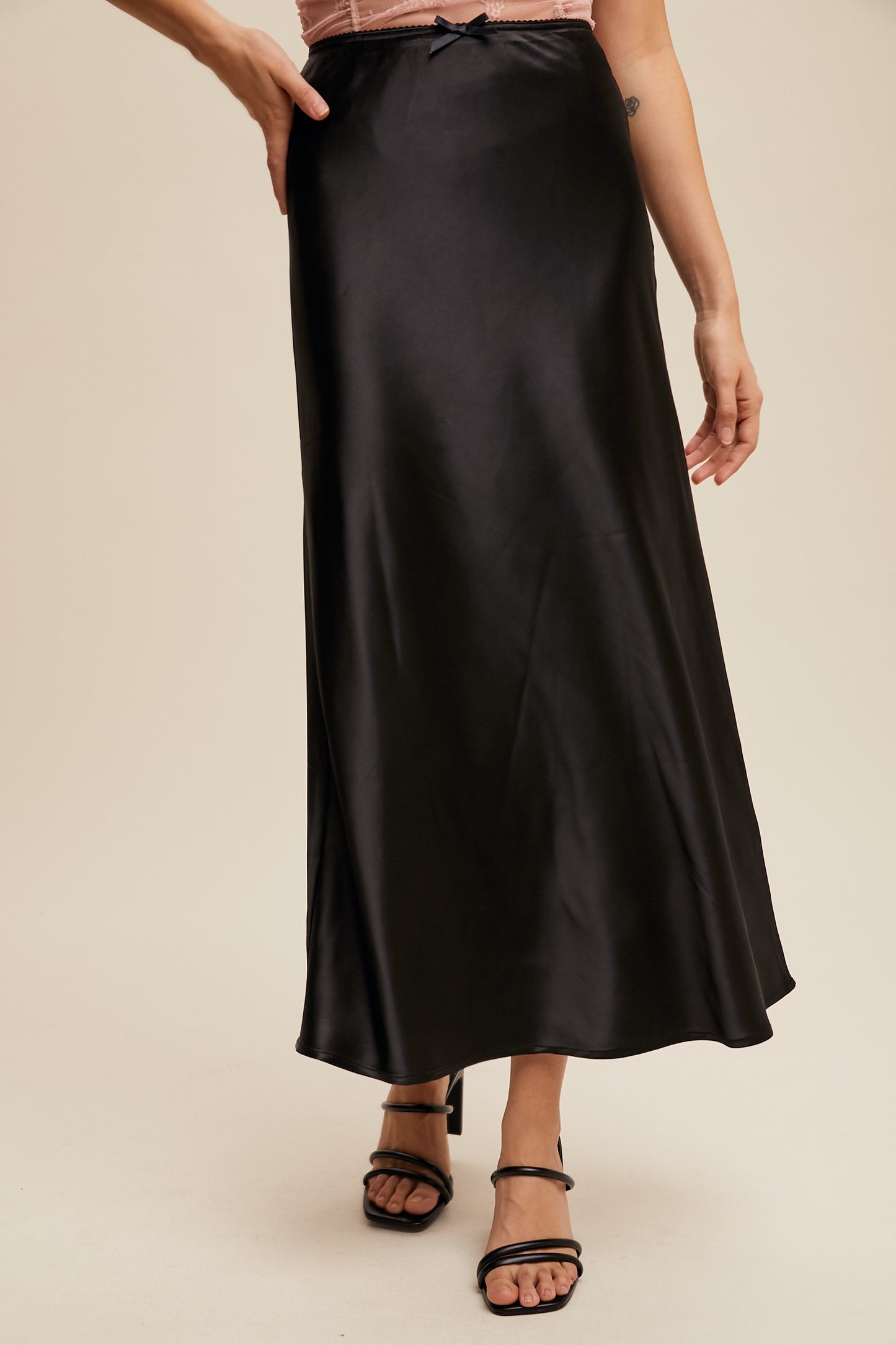 The Allison Luxe Slip Skirt in Black