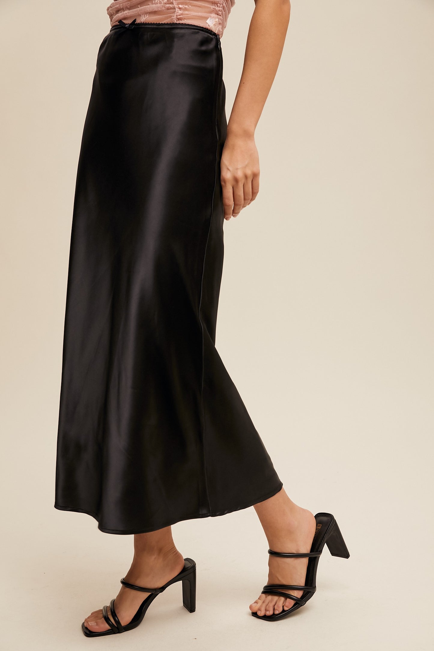 The Allison Luxe Slip Skirt in Black