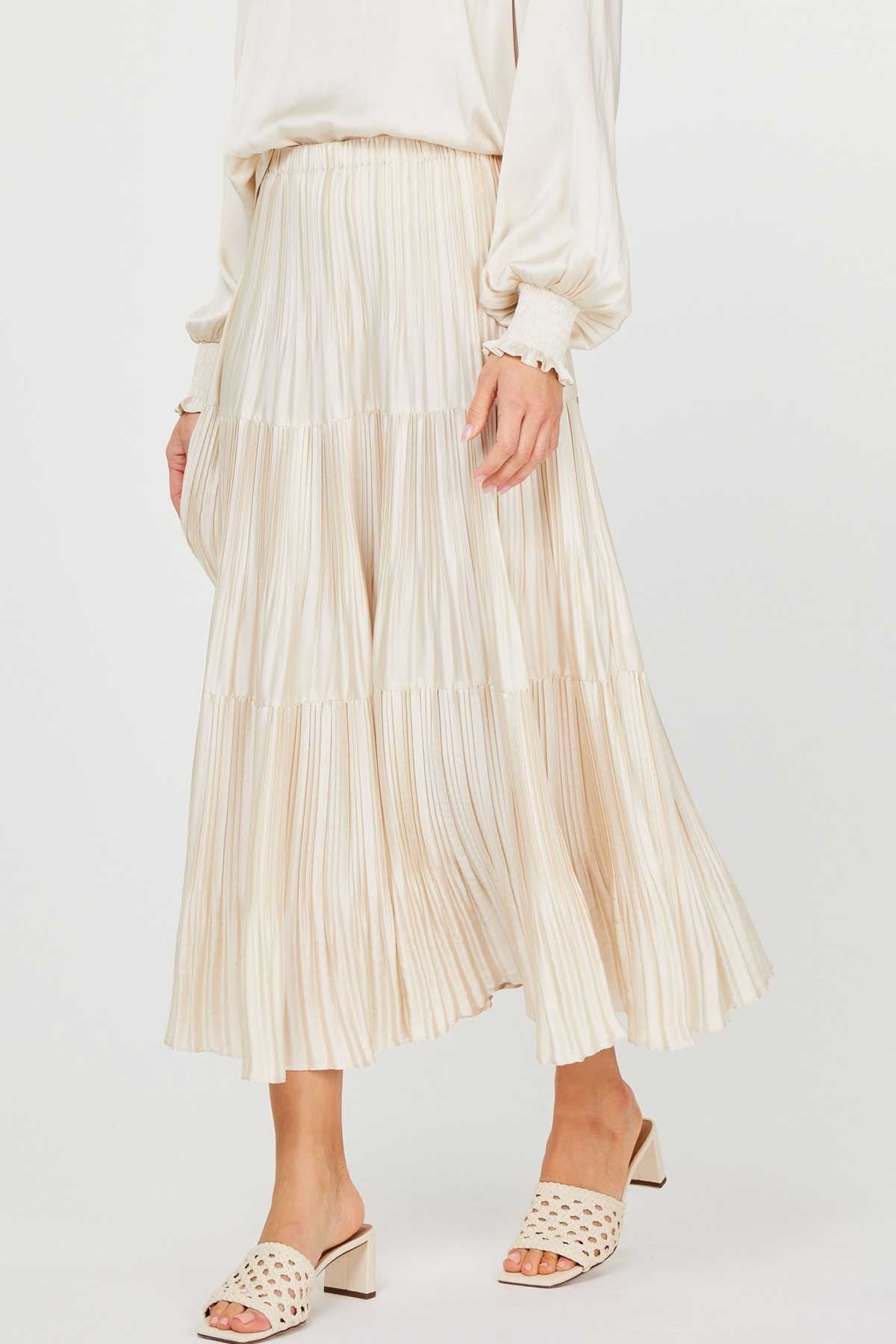 The Maeve Metallic Pleated Skirt