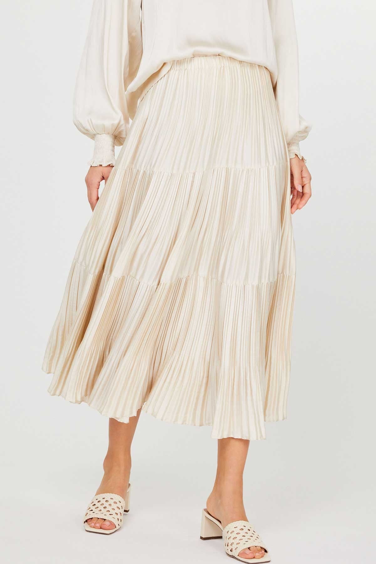 The Maeve Metallic Pleated Skirt