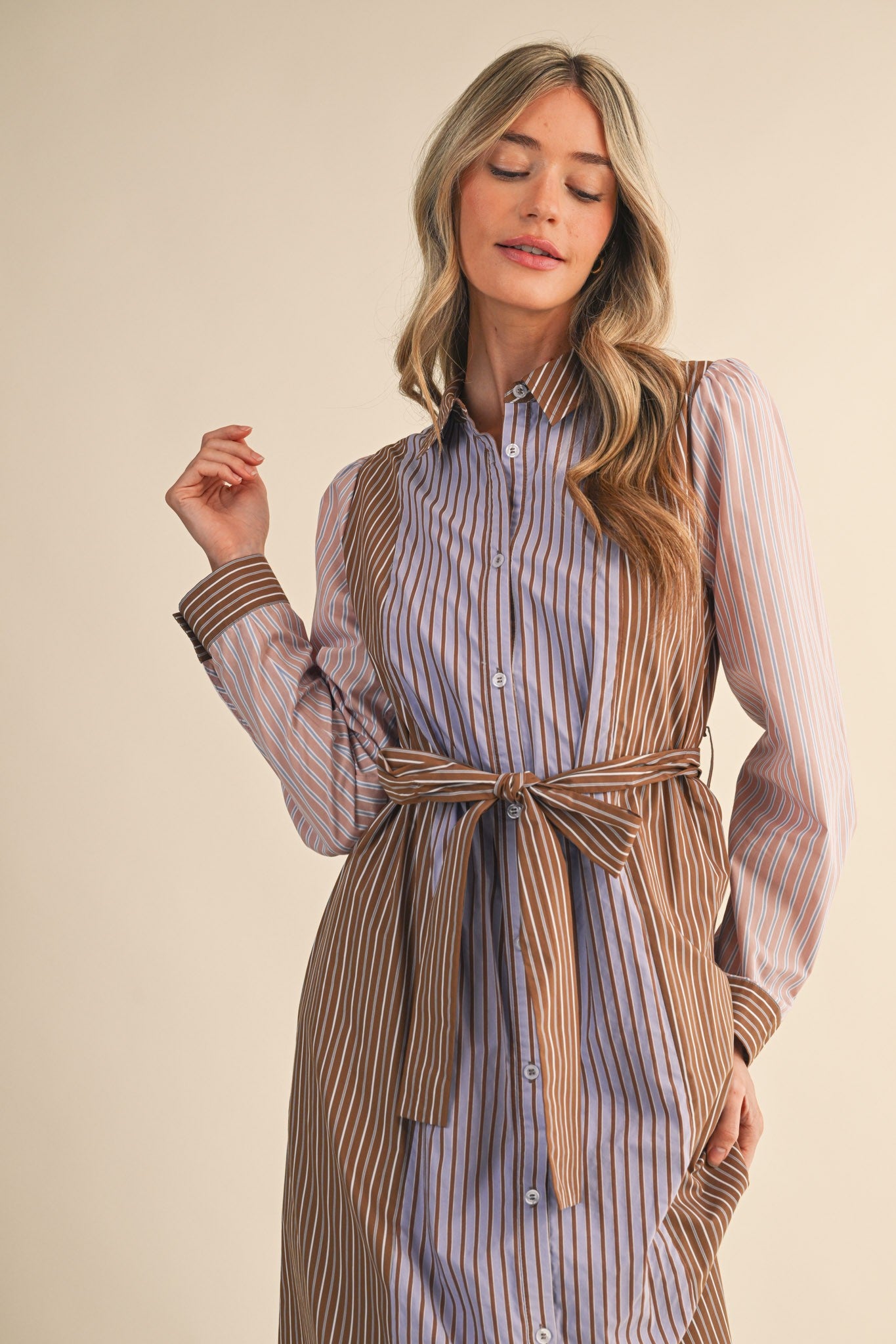 The Lauren Mixed Striped Shirt Dress