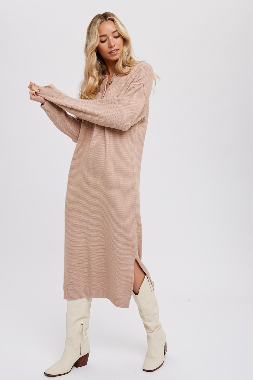 RESTOCKED - The Kennedy Knit Dress in Latte