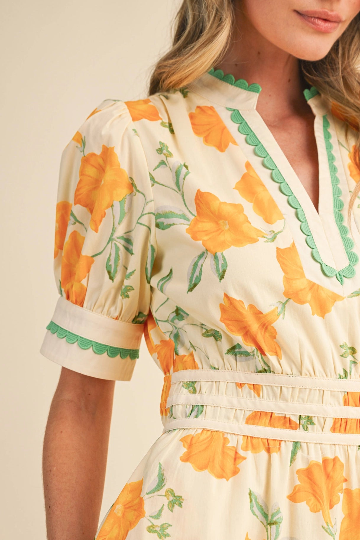 The Mae Scalloped Trim and Yellow & Green Floral