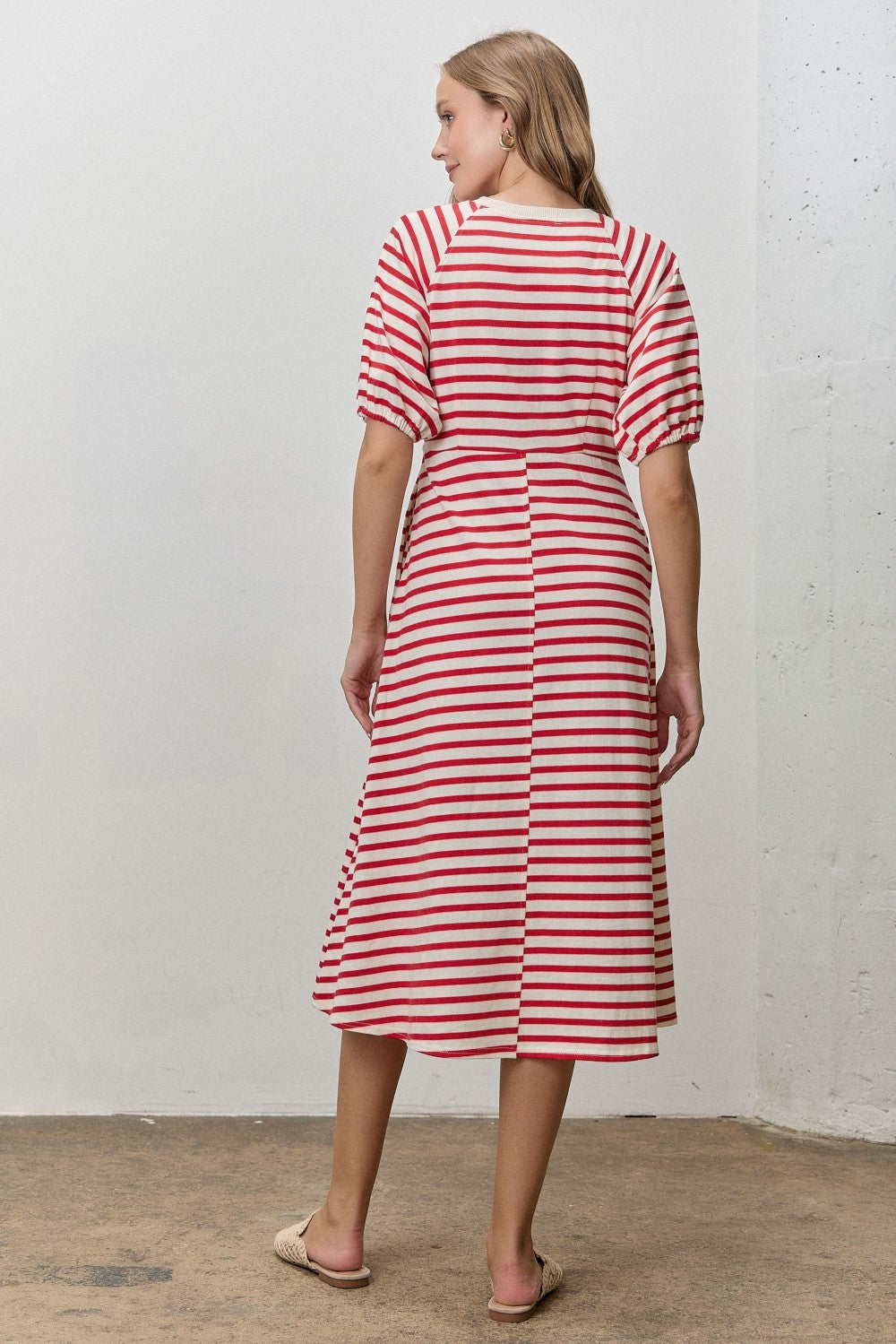 The Hayden Cotton Sweatshirt Dress in Red Stripes