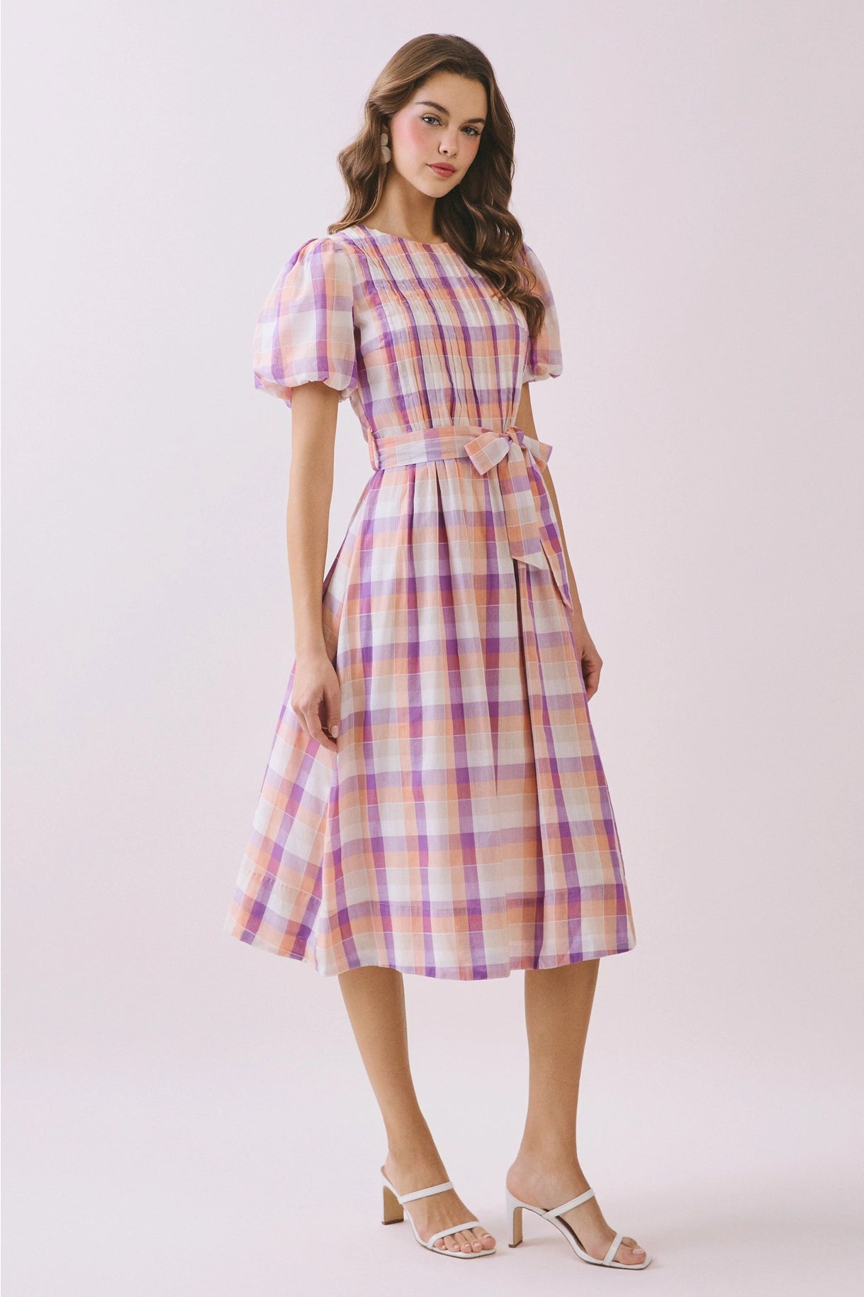 The Lena Plaid Midi Dress
