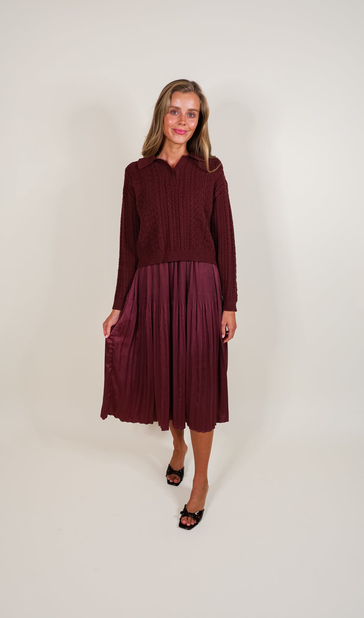 The Sutton Satin Sweater Dress Set