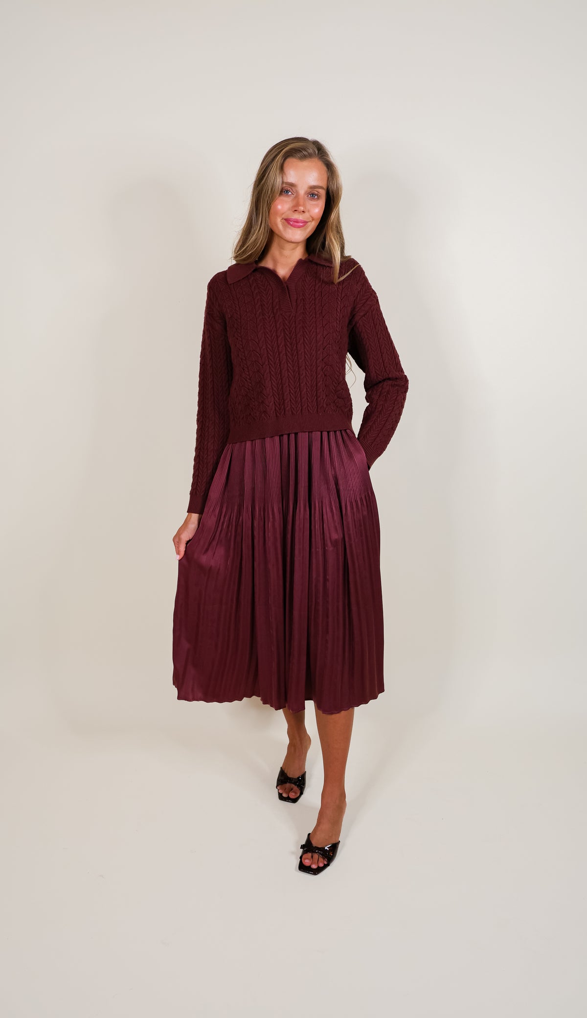 The Sutton Satin Sweater Dress Set
