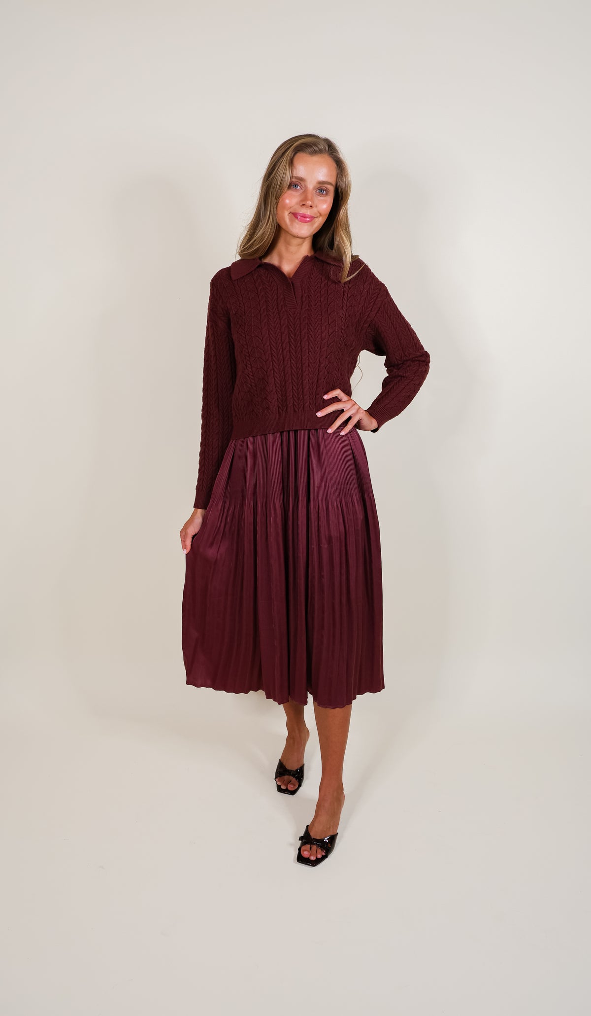 The Sutton Satin Sweater Dress Set