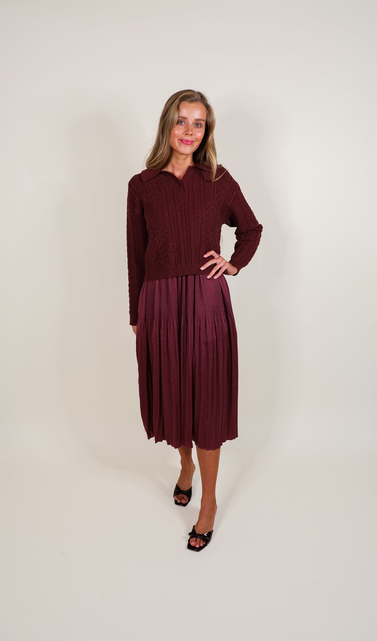 The Sutton Satin Sweater Dress Set