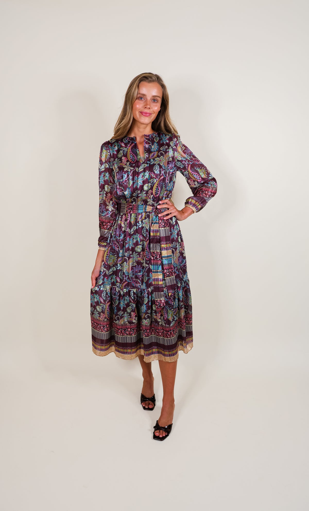 The Elodie Paisley Printed Midi Dress
