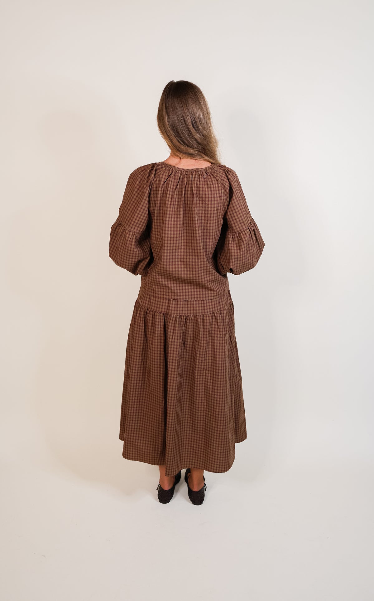 The Quinn Plaid Set in Brown Plaid in 100% Cotton