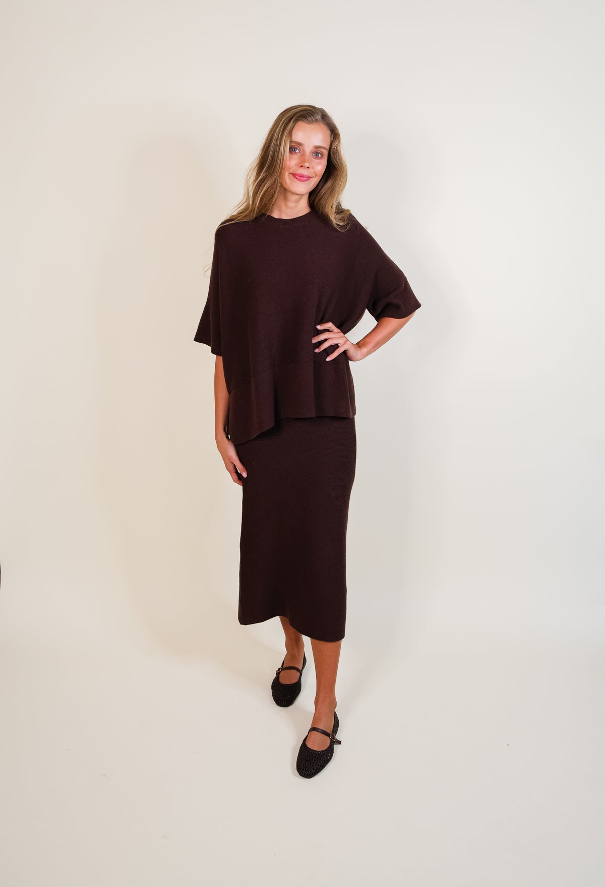 The Maeve Woven Skirt Set in Chocolate