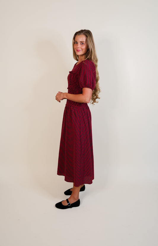 The Josie Smocked Dress in Red Gingham