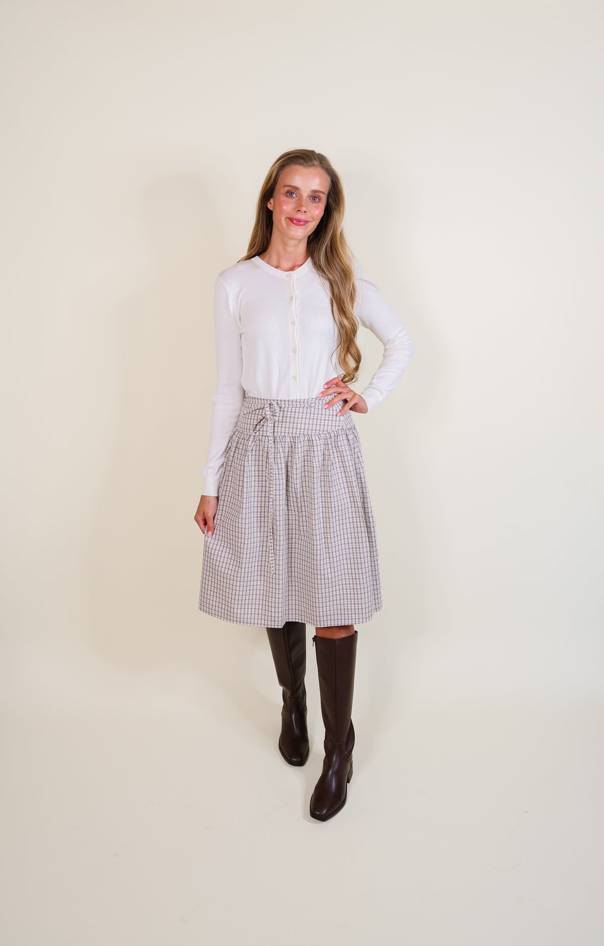The Clara Skirt in Brown Plaid