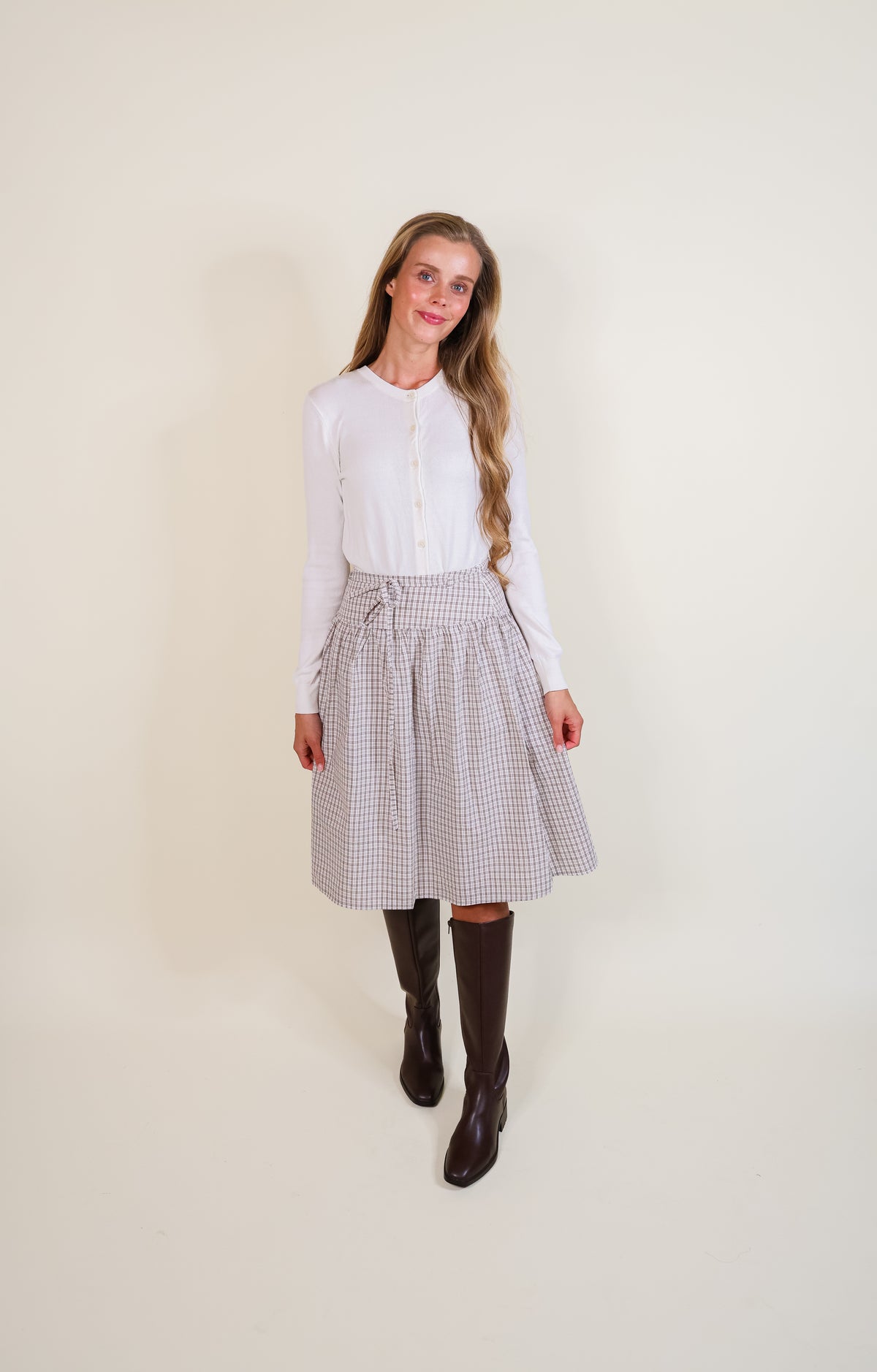 The Clara Skirt in Brown Plaid