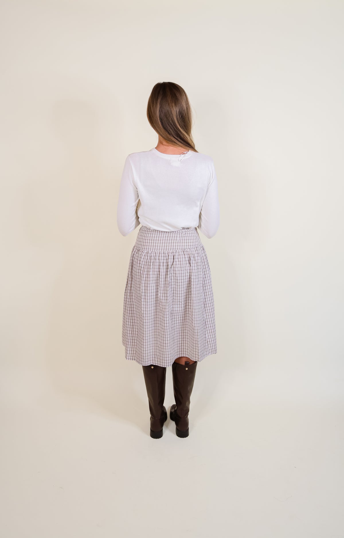 The Clara Skirt in Brown Plaid