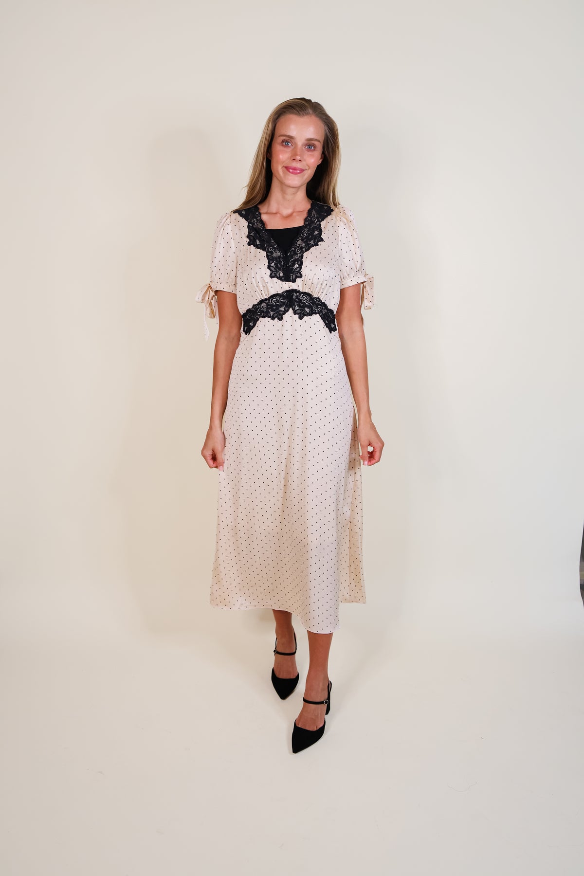 The Sofia Satin Polkadot Dress