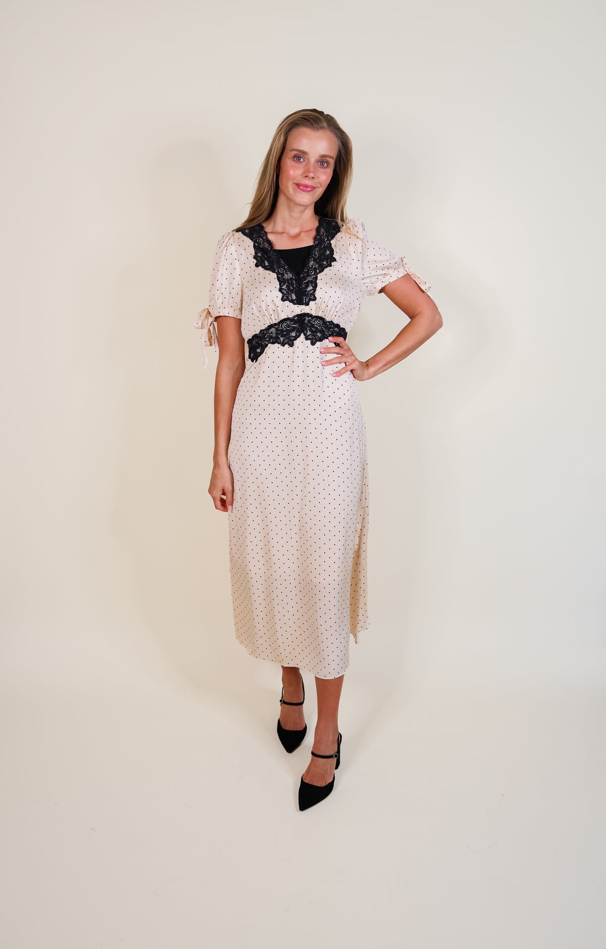 The Sofia Satin Polkadot Dress