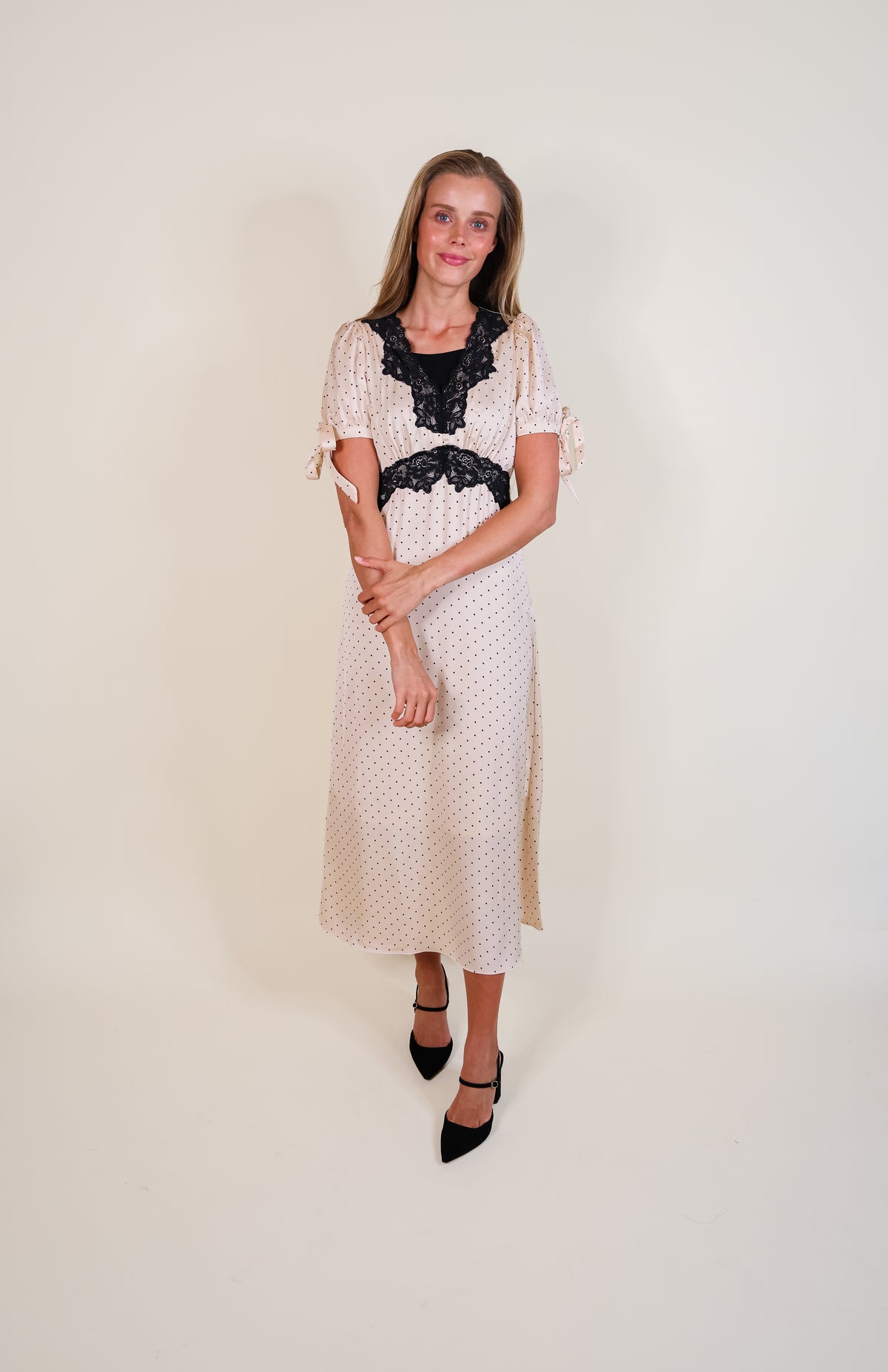 The Sofia Satin Polkadot Dress