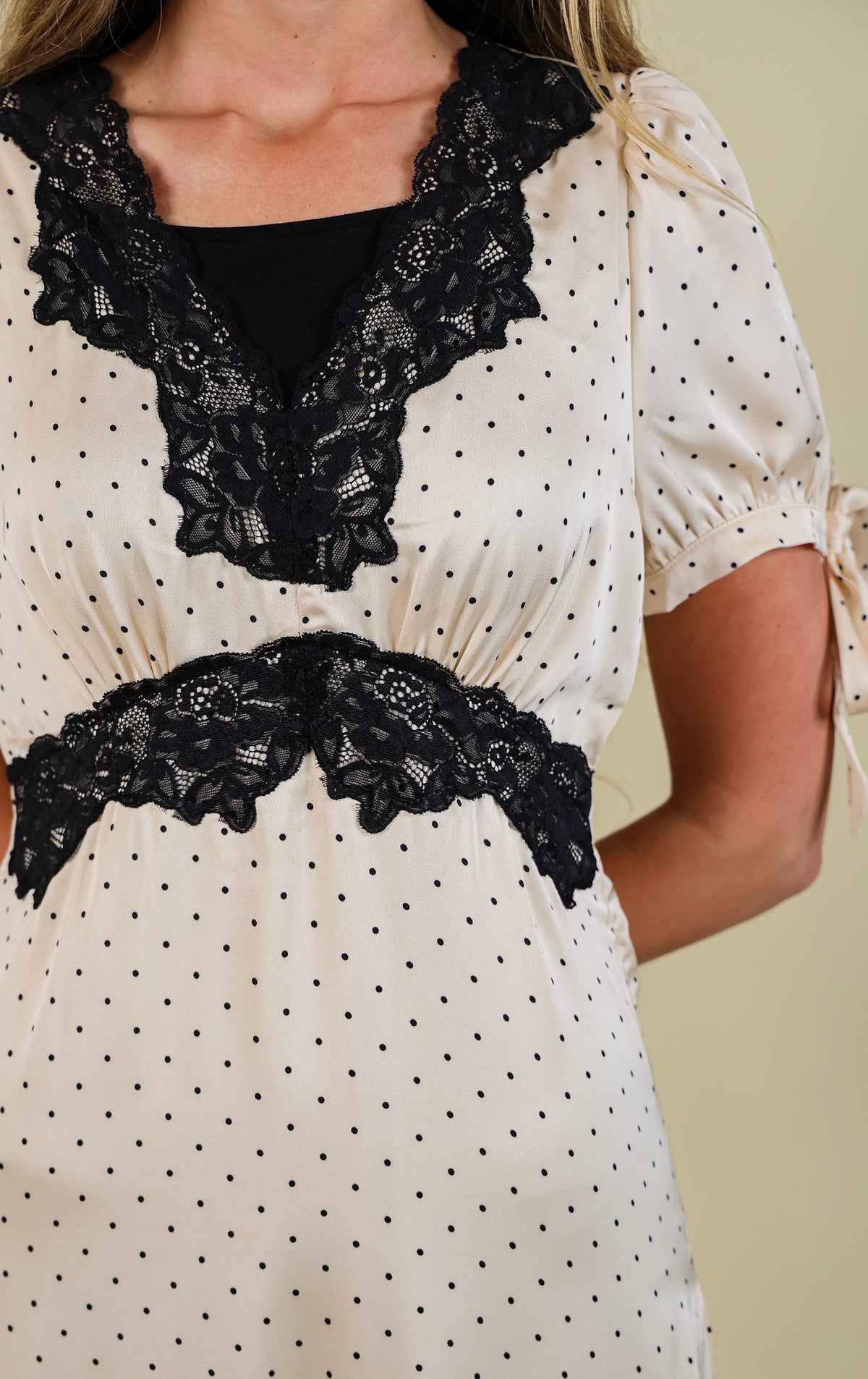 The Sofia Satin Polkadot Dress