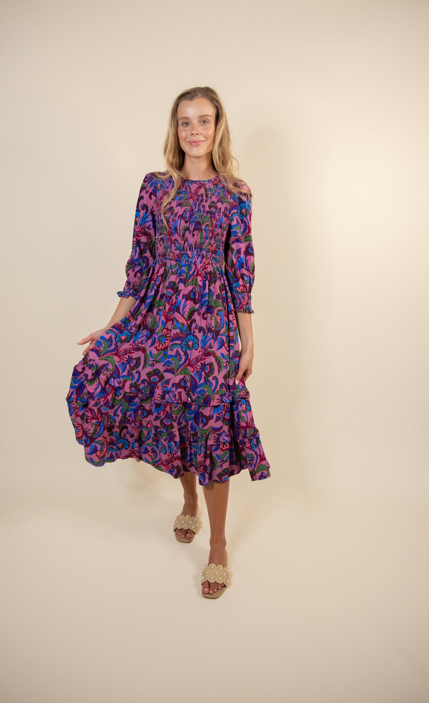 The Kailey Smocked Dress in Whimsy Floral