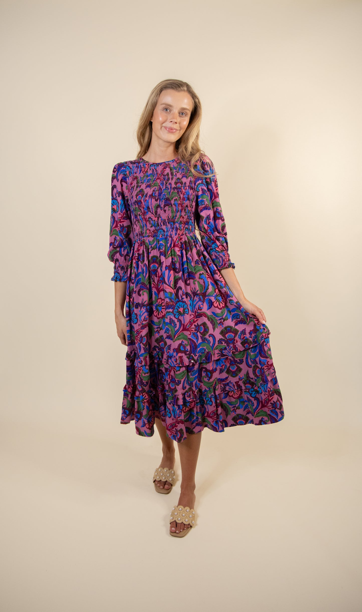 The Kailey Smocked Dress in Whimsy Floral