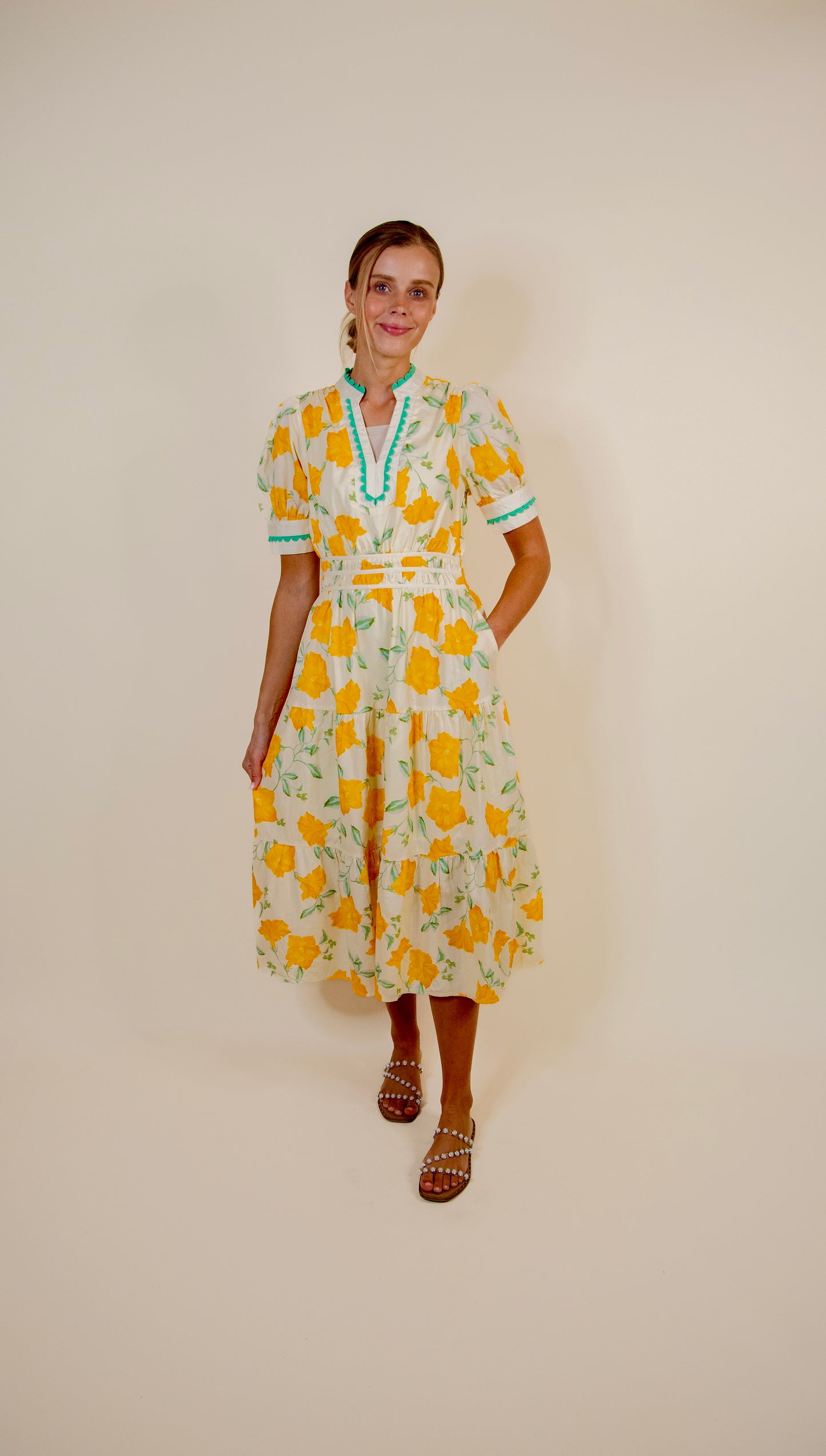 The Mae Scalloped Trim and Yellow & Green Floral
