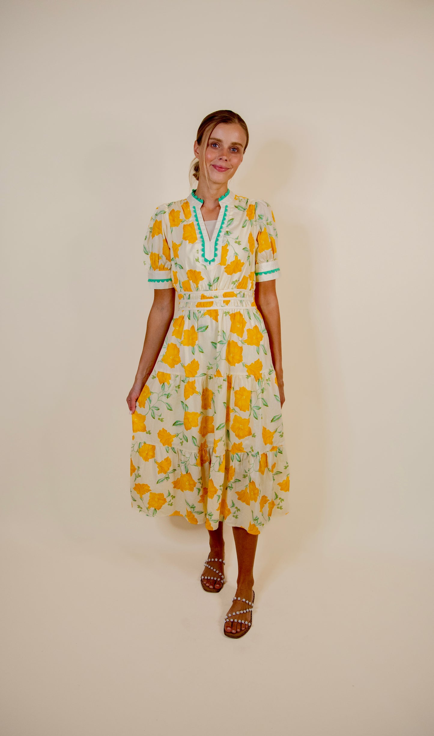 The Mae Scalloped Trim and Yellow & Green Floral