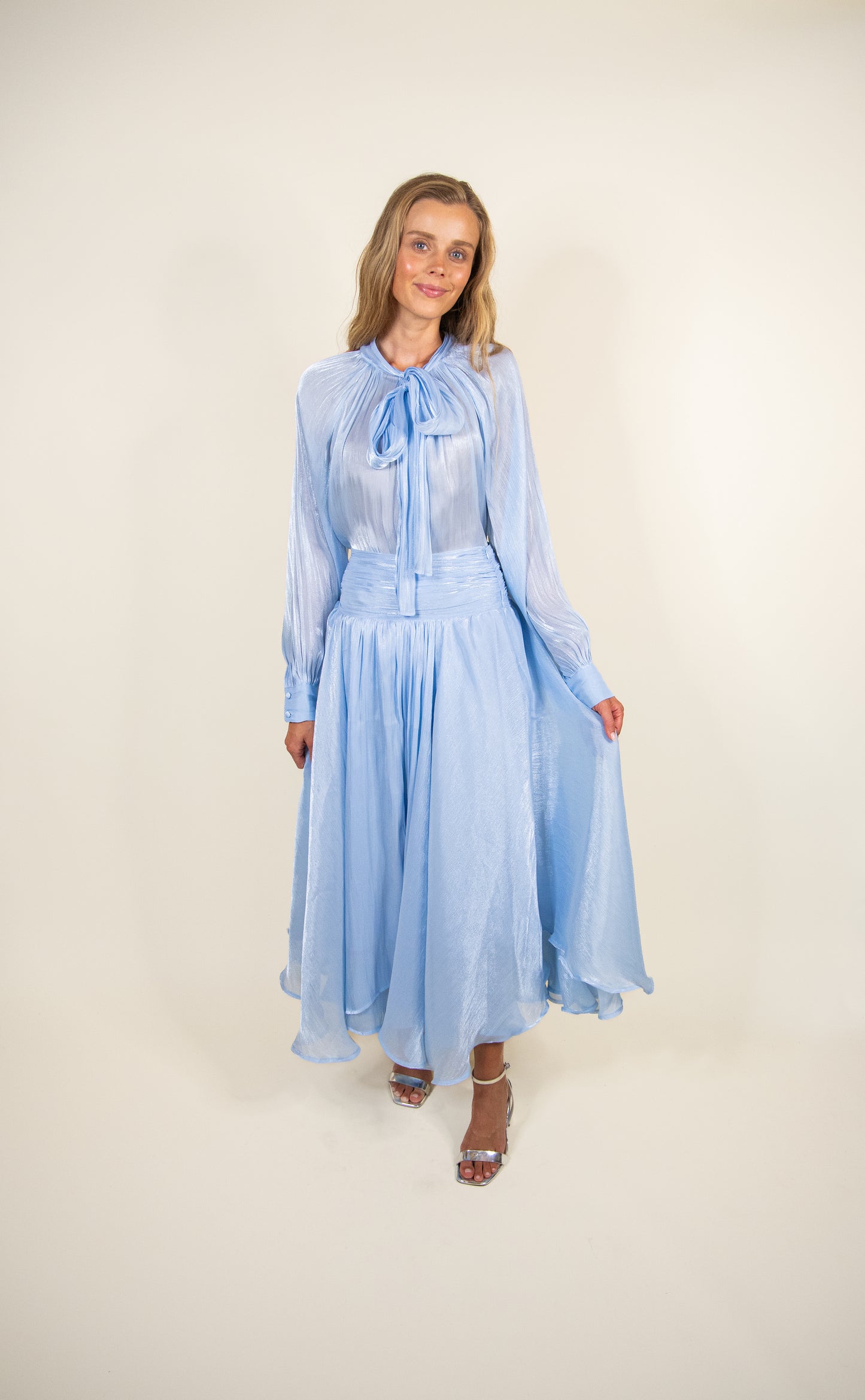The Eleanor Shimmer Skirt Set in Cinderella Blue