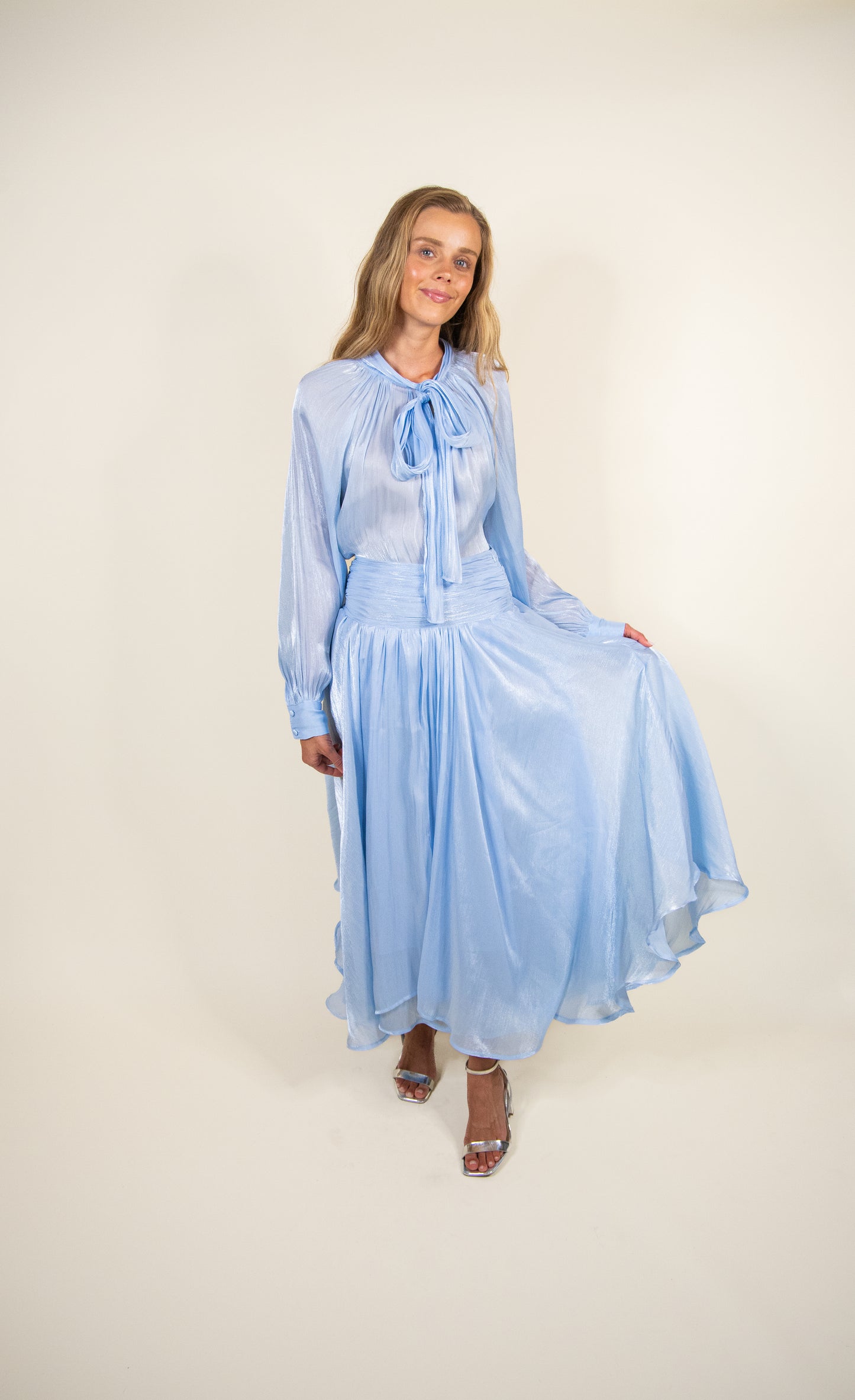 The Eleanor Shimmer Skirt Set in Cinderella Blue